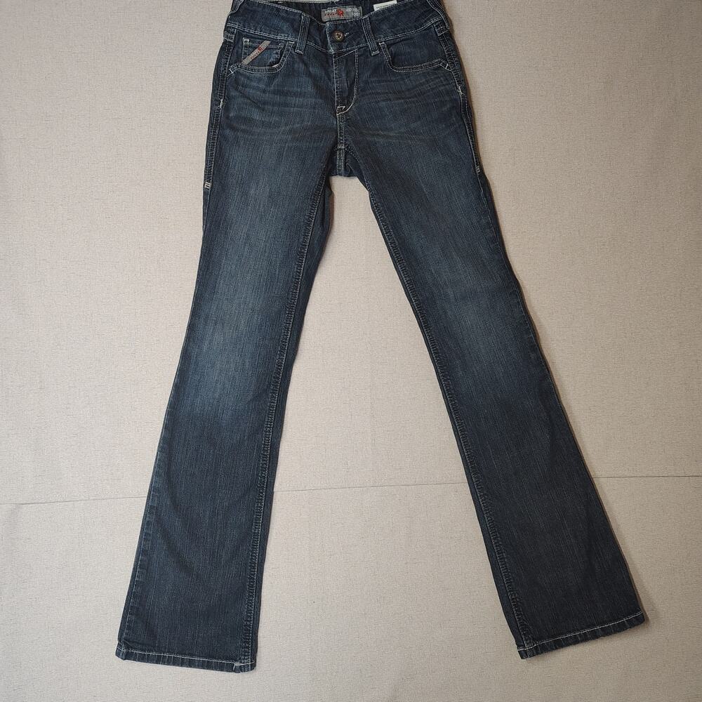 Ariat FR Jeans Womens 25L Mid Rise Boot Cut Blue Denim Long Western Workwear
